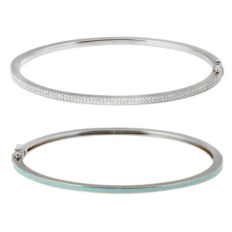 Half Enamel Half Diamond Slim Bangle