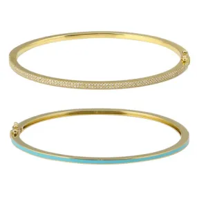 Half Enamel Half Diamond Slim Bangle