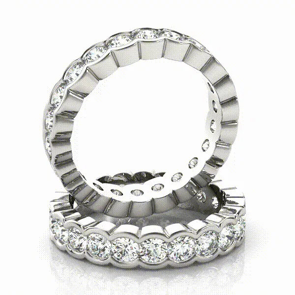 HARMONY 3.4 Carat Diamond Eternity Band in 14K - 18K Gold or Platinum 20 pointer G Color SI1 Clarity Half Bezel Setting By Mike Nekta SIZE 6