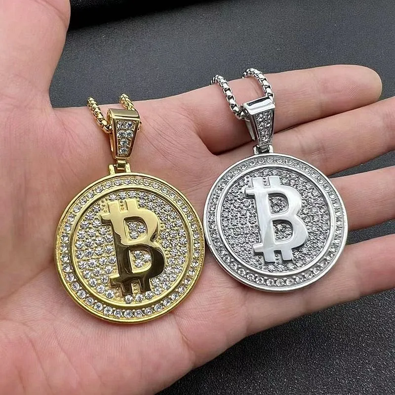 Hip Hop Titanium Steel Bitcoin B Letter Pendant