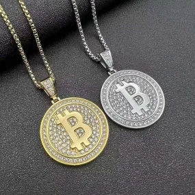 Hip Hop Titanium Steel Bitcoin B Letter Pendant