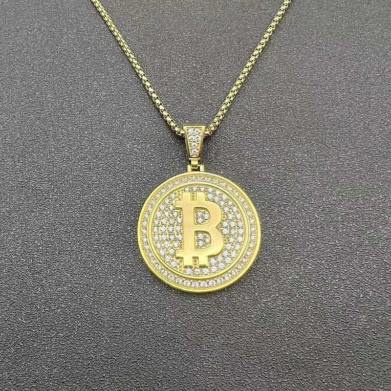 Hip Hop Titanium Steel Bitcoin B Letter Pendant