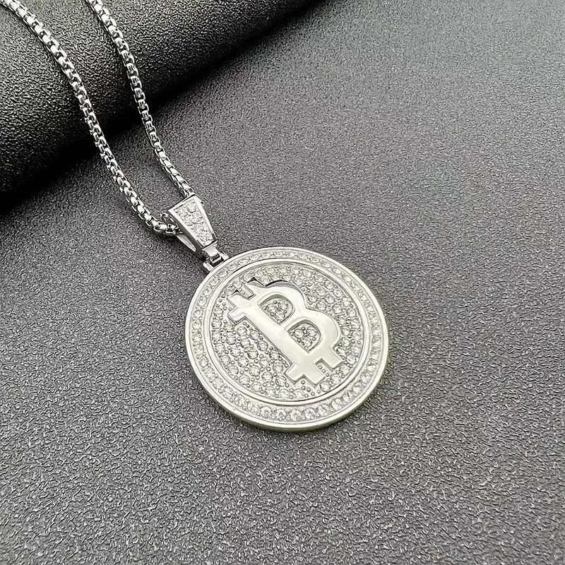 Hip Hop Titanium Steel Bitcoin B Letter Pendant