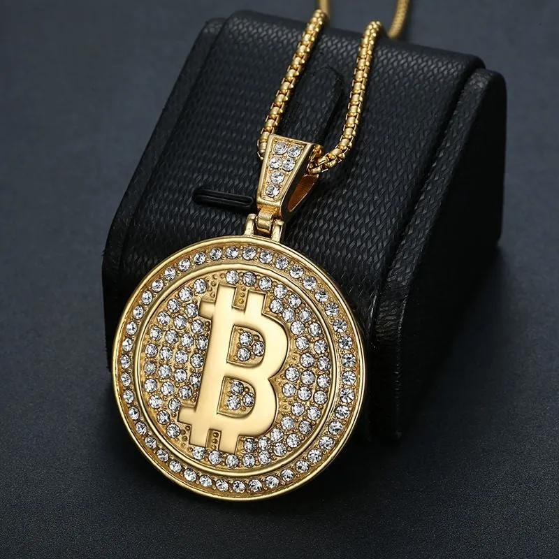 Hip Hop Titanium Steel Bitcoin B Letter Pendant