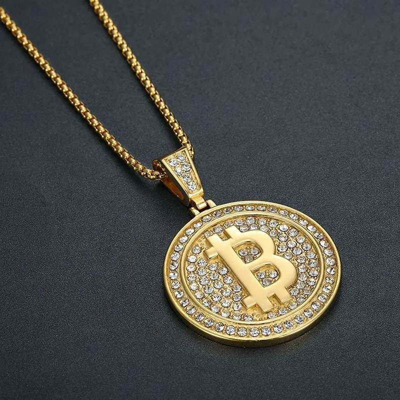 Hip Hop Titanium Steel Bitcoin B Letter Pendant