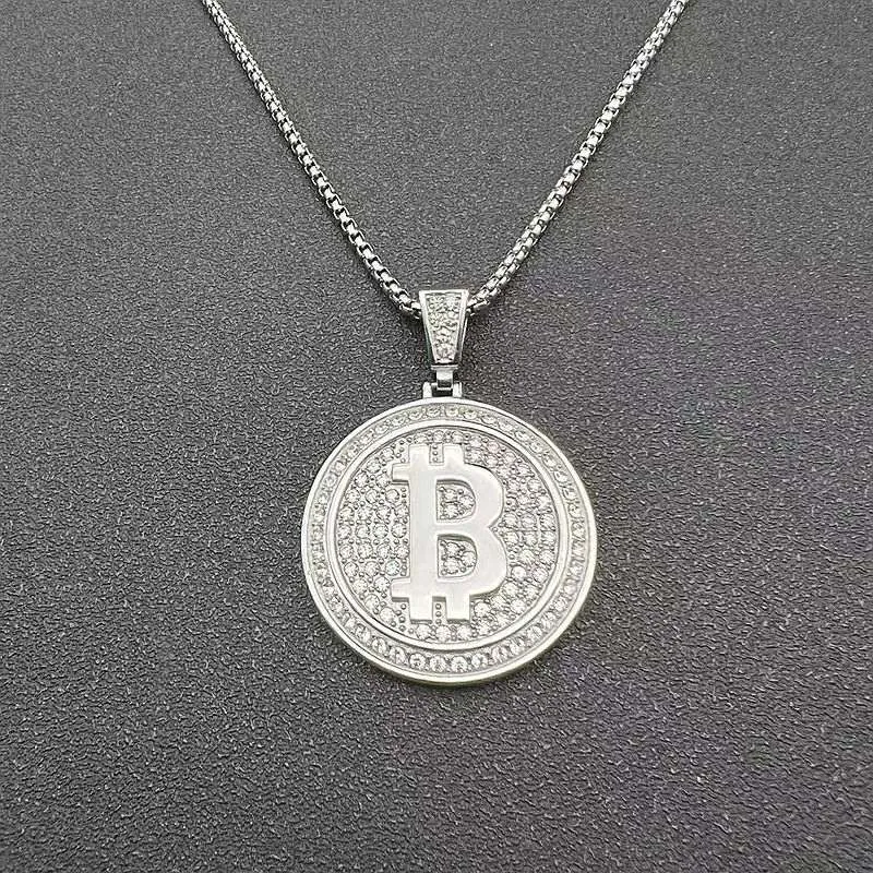 Hip Hop Titanium Steel Bitcoin B Letter Pendant