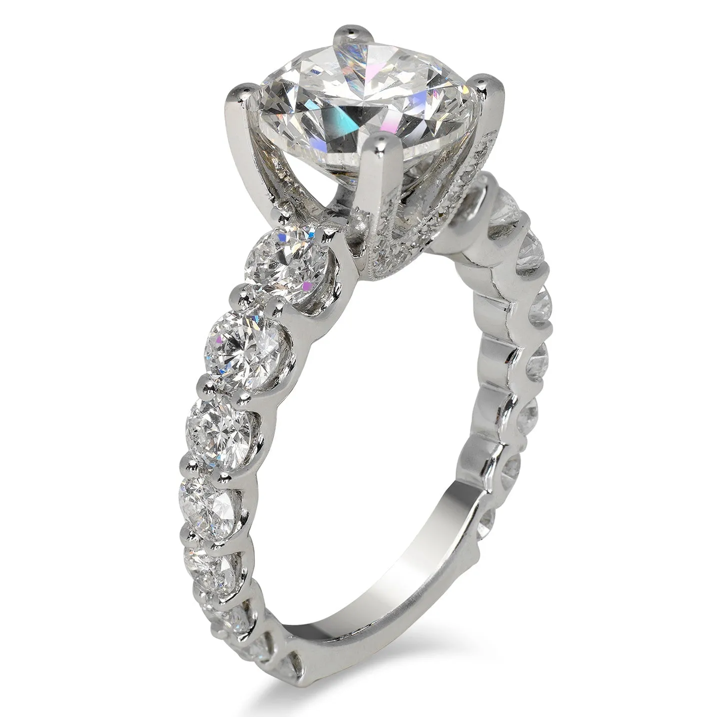 KIM 5 CARAT ROUND CUT F COLOR VS2 CLARITY DIAMOND ENGAGEMENT RING 18K WHITE GOLD CERTIFIED 3 CT F VS2 BY MIKE NEKTA