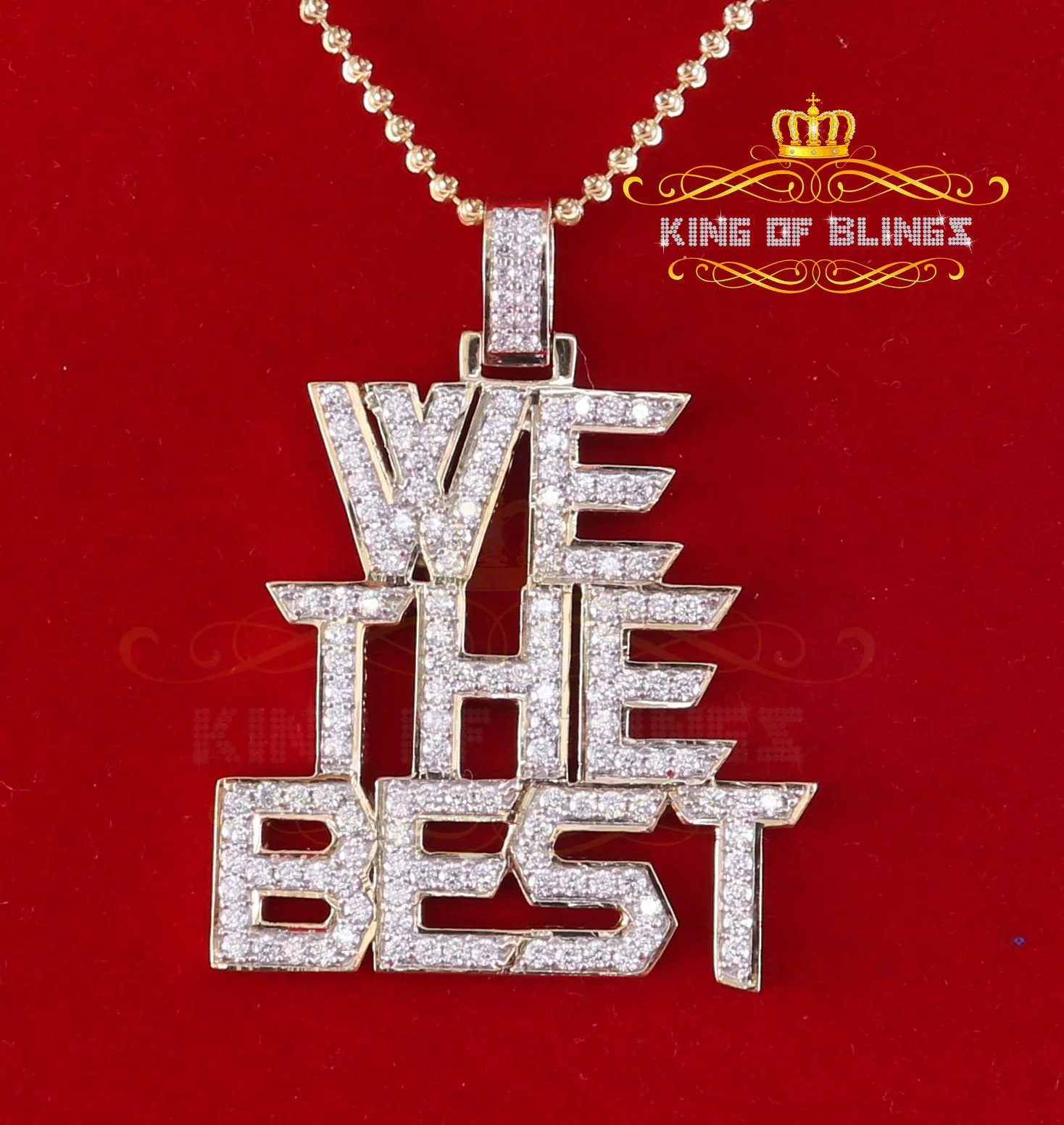 King Of Bling's Yellow 925 Sterling Silver We THE BEST Letter Pendant with 6.61ct Cubic Zirconia