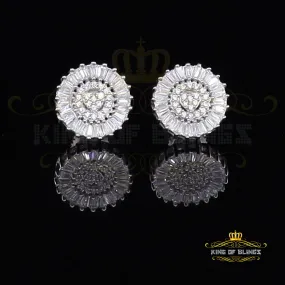 King of Blings- White 925 Sterling Silver 0.24ct Cubic Zirconia For Women & Men Round Earrings