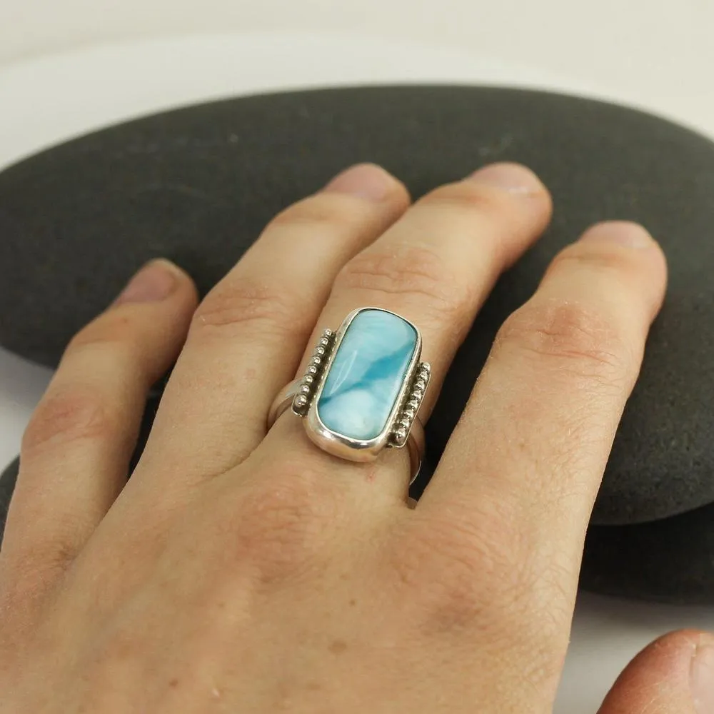 Larimar Vertical Ring in Silver