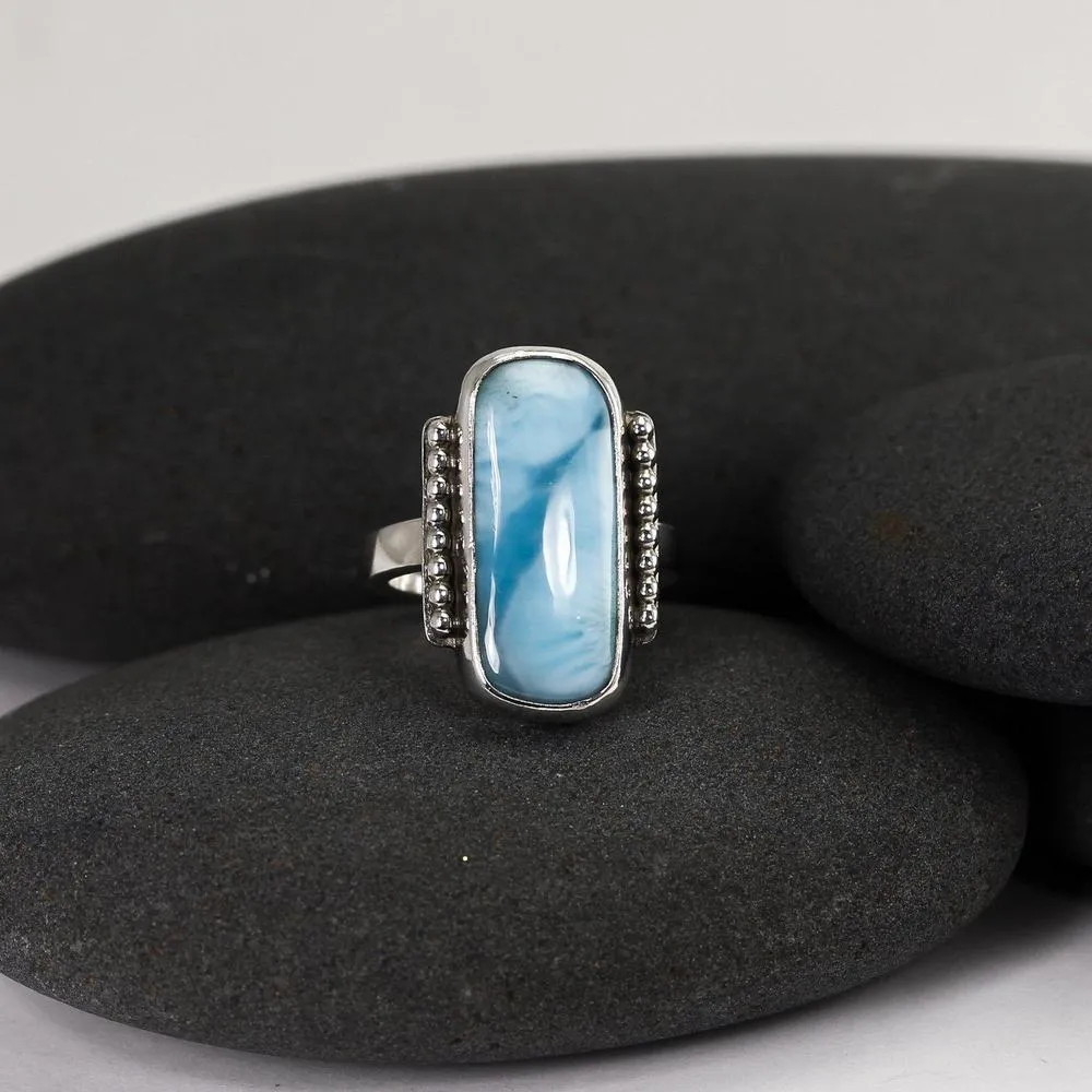 Larimar Vertical Ring in Silver