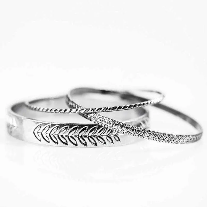 LEAF No Trace Silver Bangle Bracelets