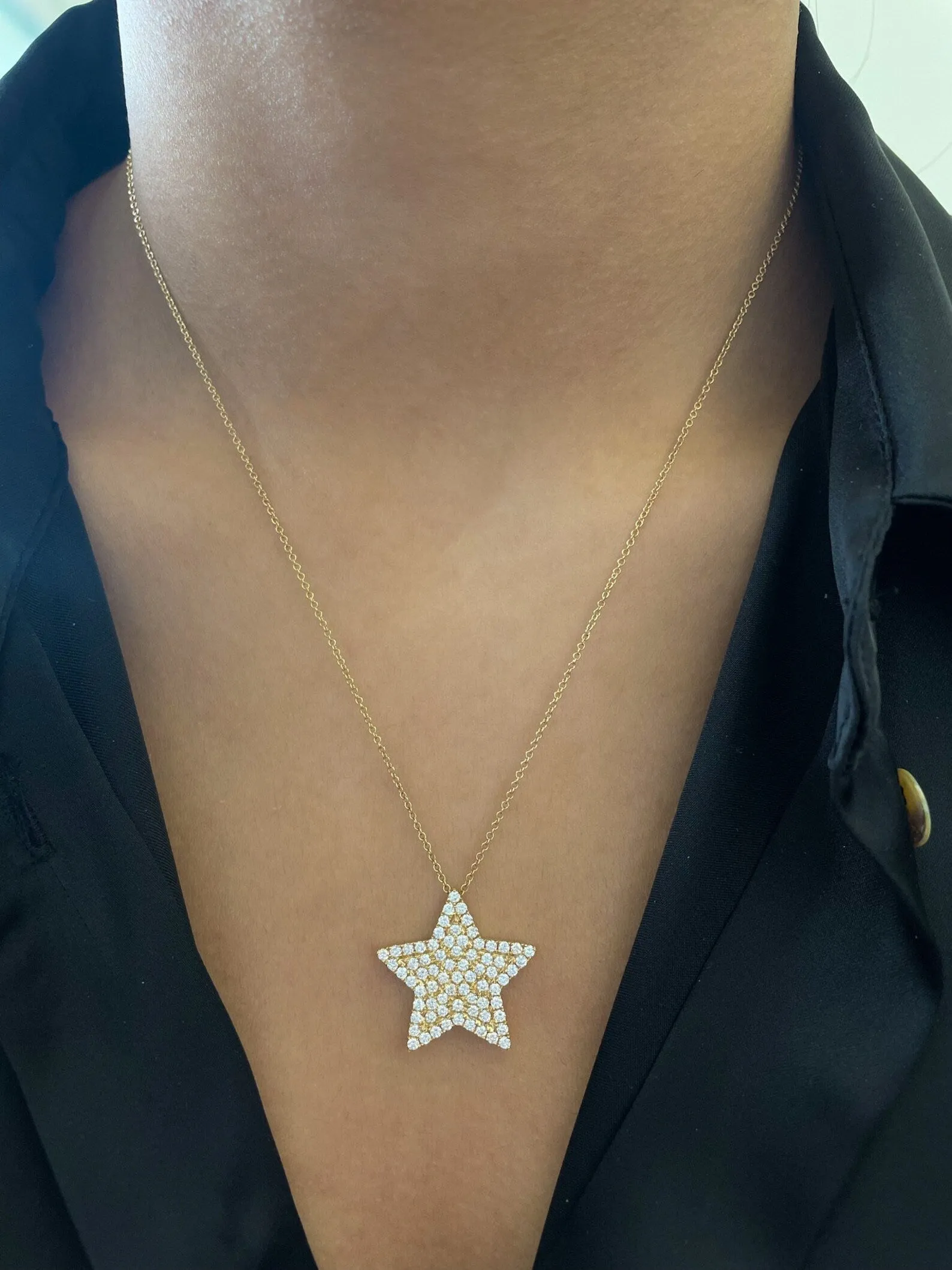 Lionheart -  Diamond Star Charm Necklace, Yellow Gold