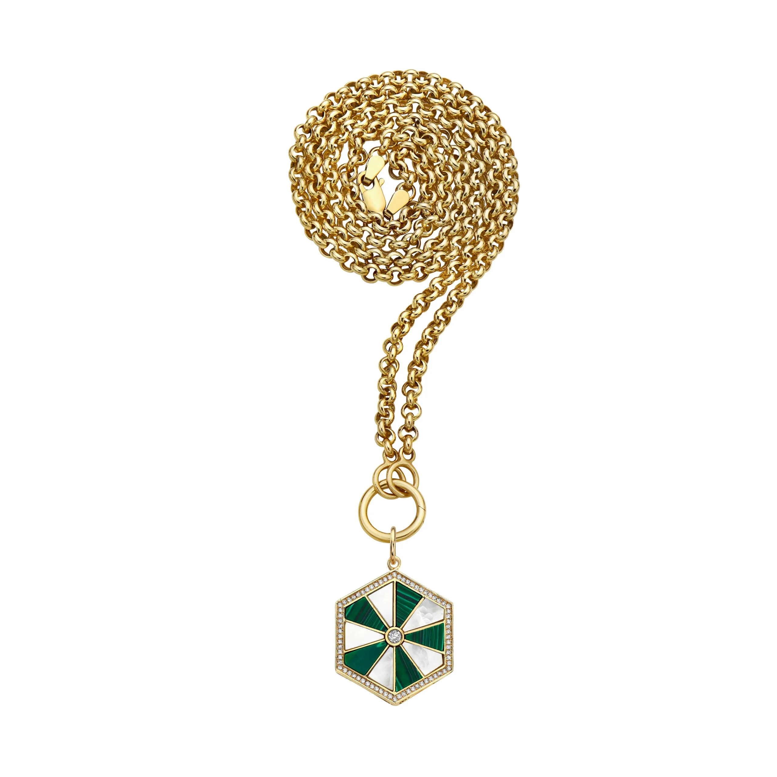 Lionheart -  Harmonia Hexagon Charm with Diamonds, Yellow Gold