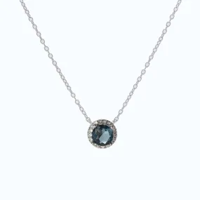 London Blue Topaz Halo Pendant Necklace