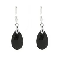 Lucy & Zoe Crystal Swarovski Teardrop Black Earring