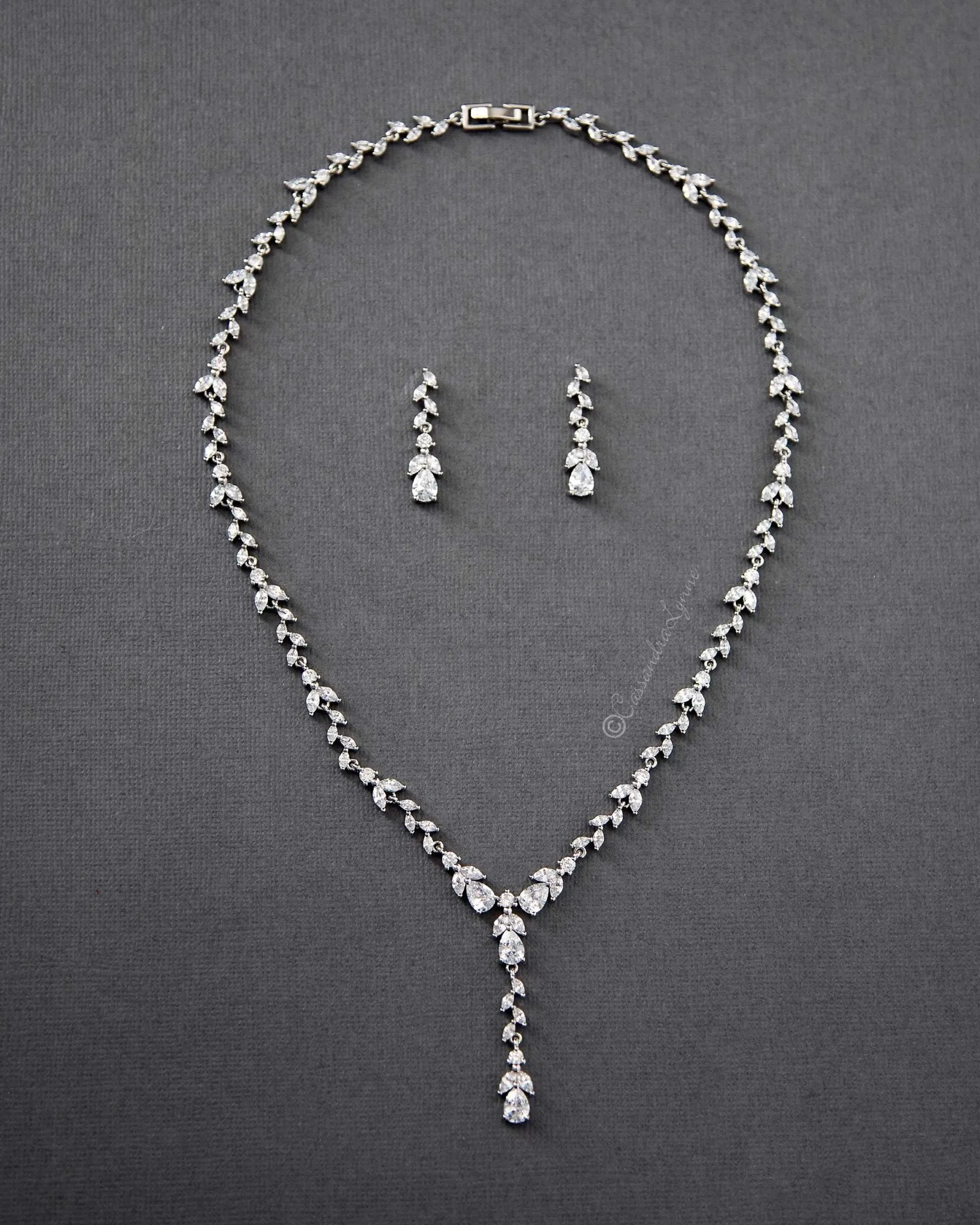 Marquise Vine and Pear Drop CZ Necklace Set