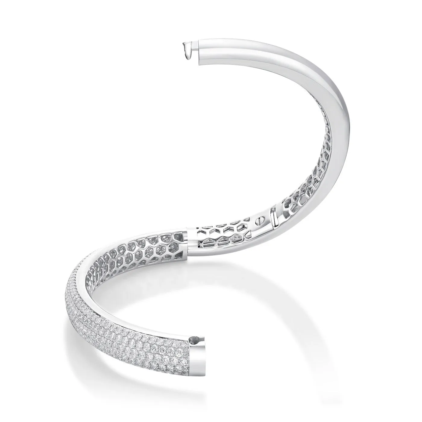 Memoire 18k White Gold Pirouette Pave Diamond Bracelet