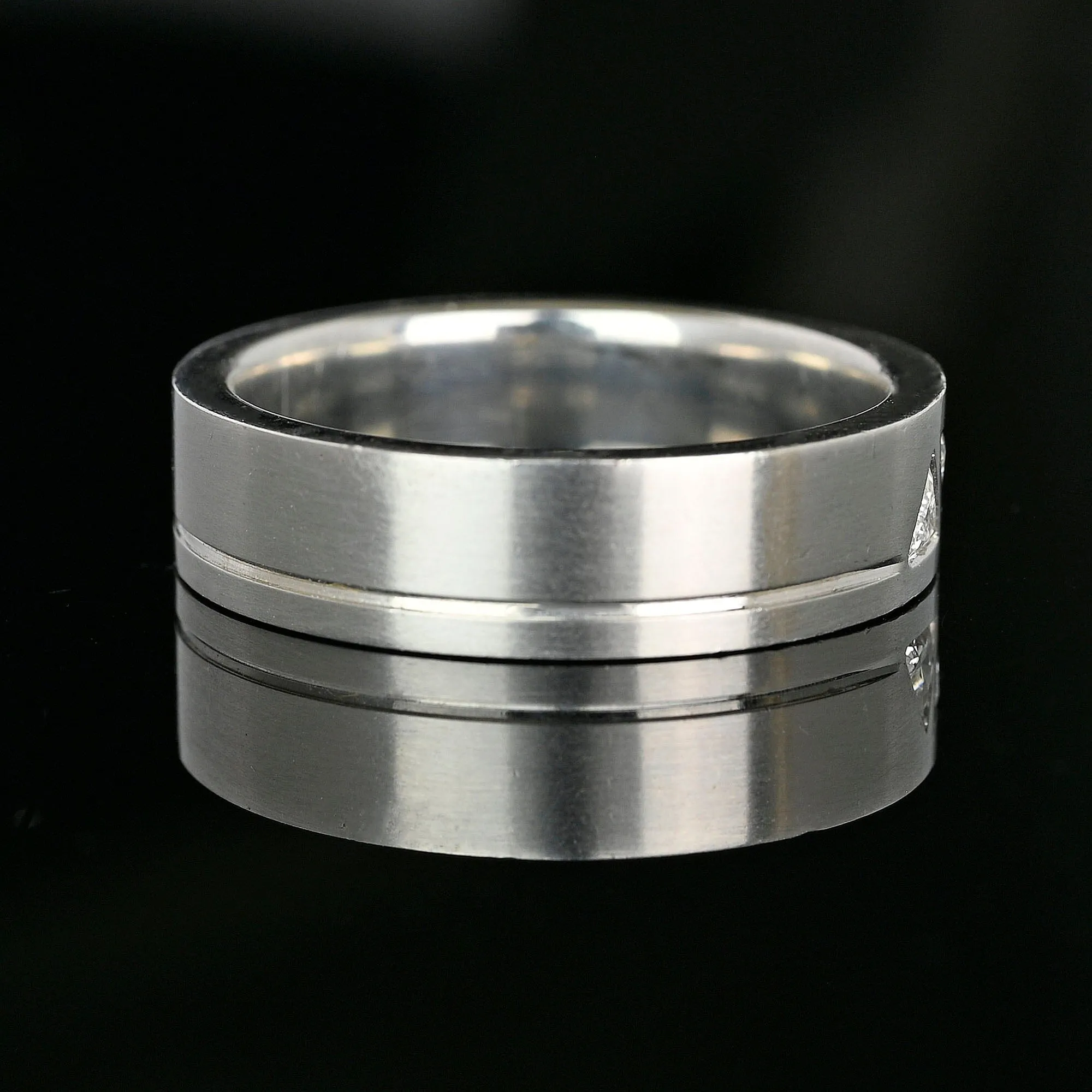 Mens Heavy Trillion Cut Diamond Platinum Ring Band