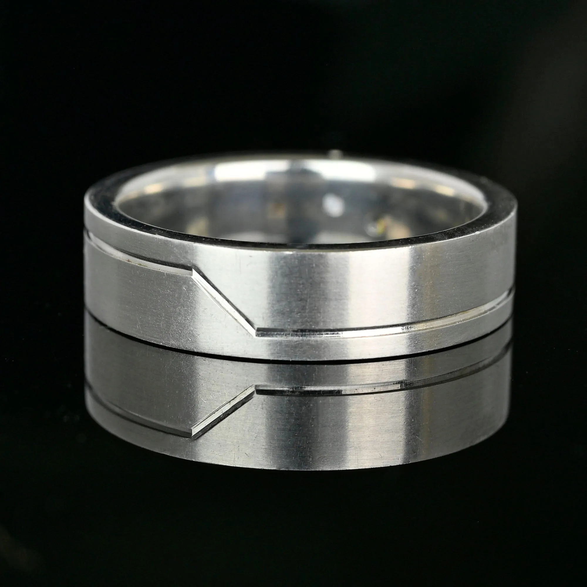 Mens Heavy Trillion Cut Diamond Platinum Ring Band