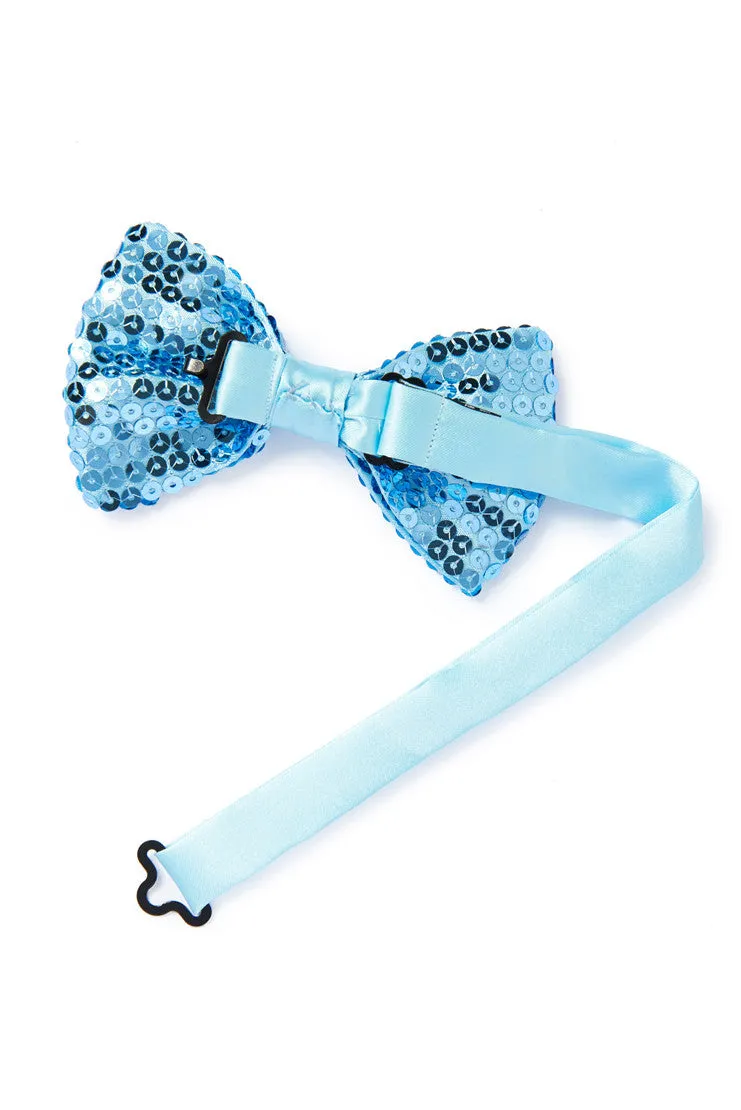 Men's Sequin Bow Tie - Light Blue