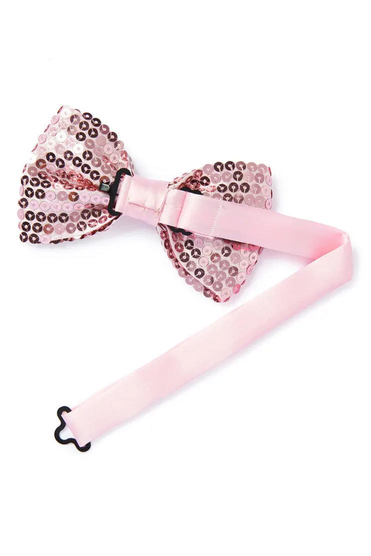 Men's Sequin Bow Tie - Light Pink