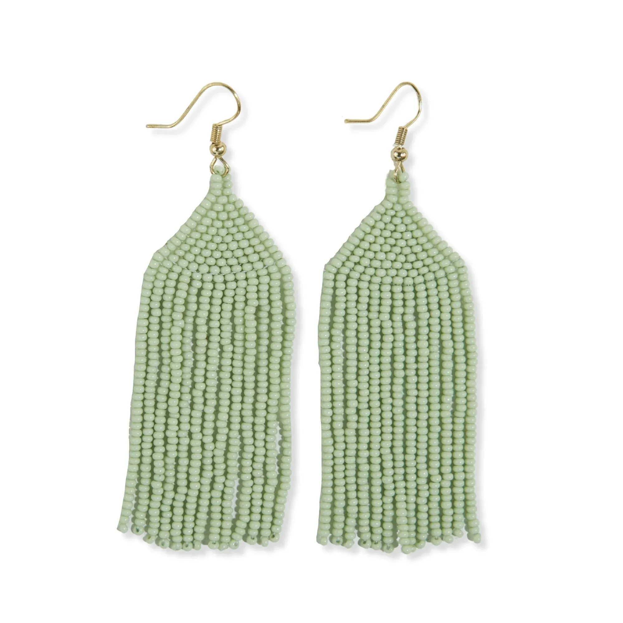 Michele Solid Beaded Fringe Earrings, Mint | Ink   Alloy