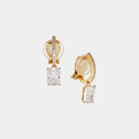 MODERN LOVE EMERALD CUT CZ DROP CLIP EARRINGS