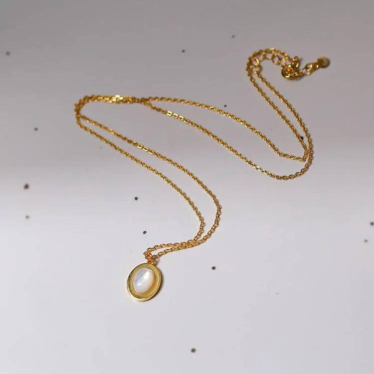 Mother of Pearls Shell Chain Gold Vermeil Necklace Bracelet and Earrings (Purchase Individually)