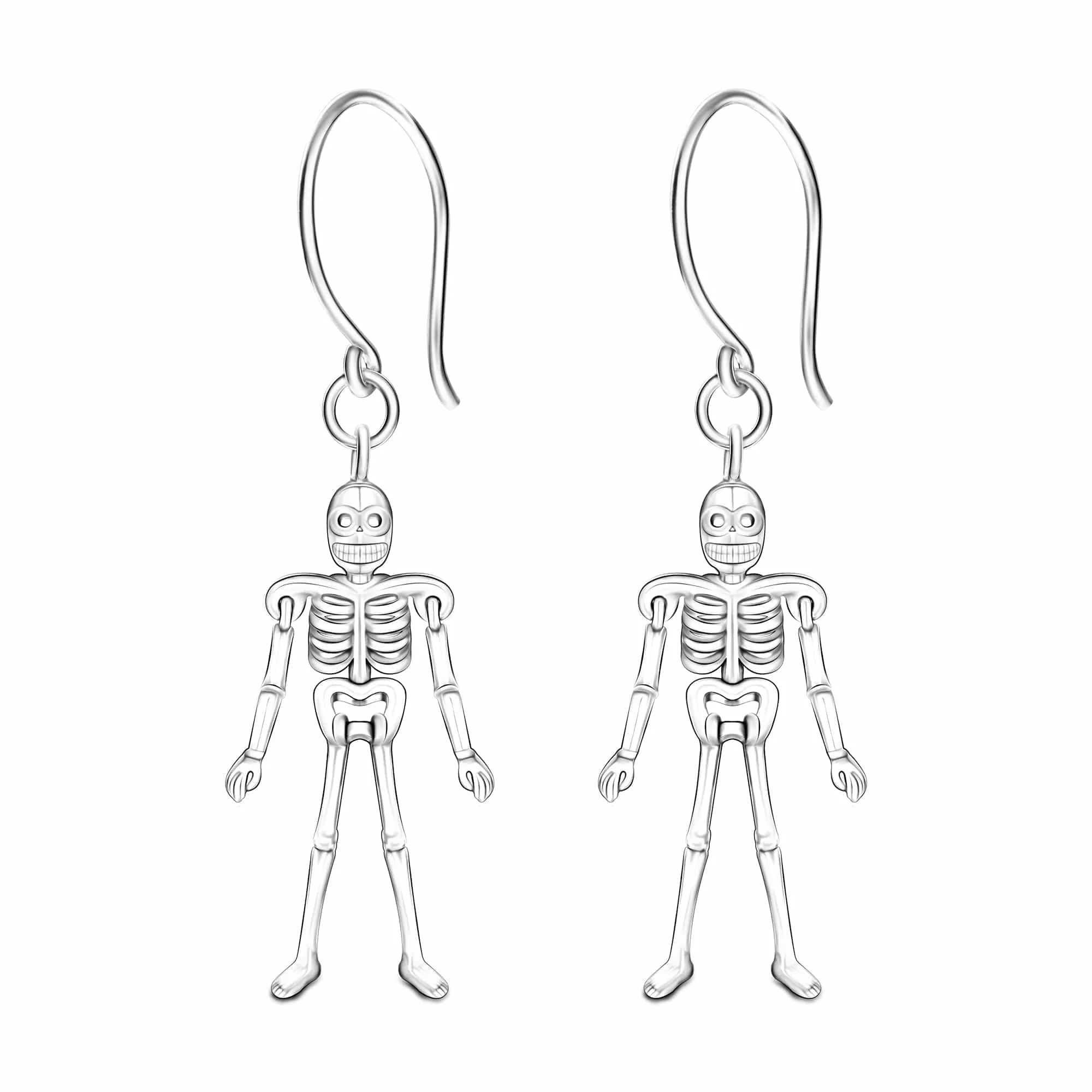 Moveable Skeletons Dangle Earrings Sterling Silver