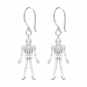 Moveable Skeletons Dangle Earrings Sterling Silver