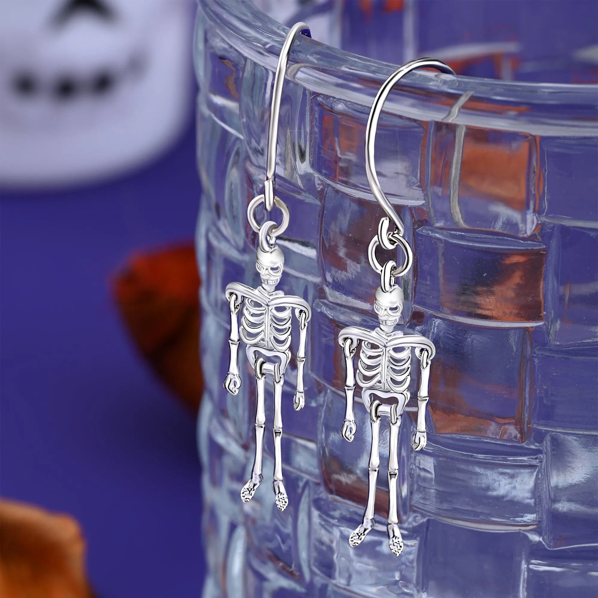 Moveable Skeletons Dangle Earrings Sterling Silver