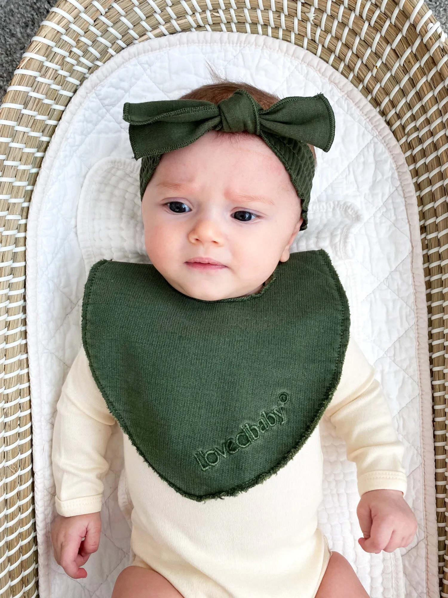 Organic Smocked Tie Headband in Forest