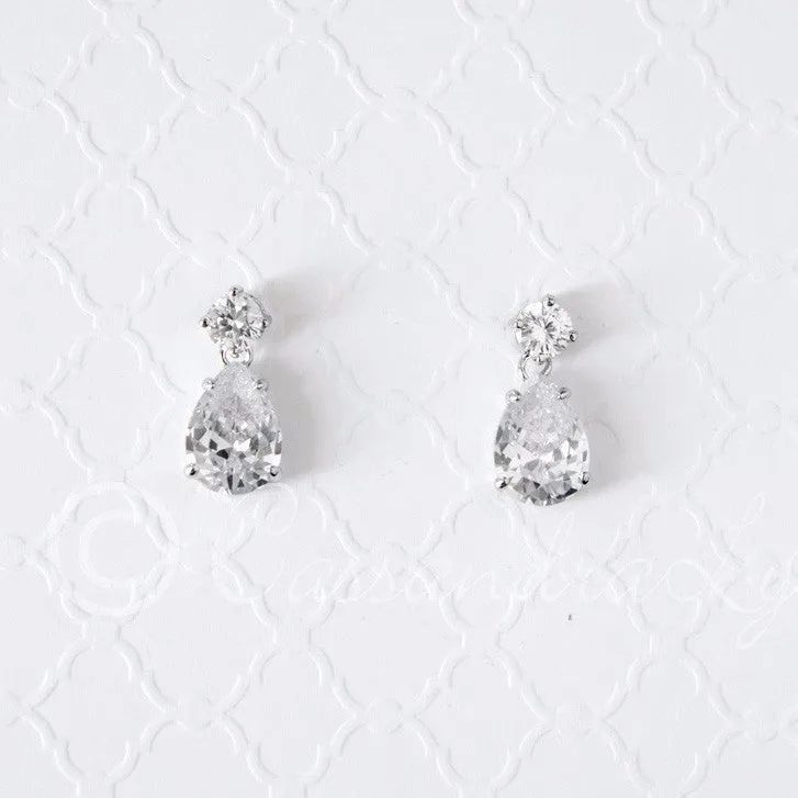 Pear Drop Wedding Earrings