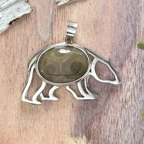 Petoskey Stone Bear Pendant