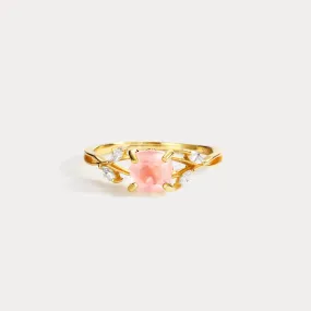 Pink Crystal Leaves Ring