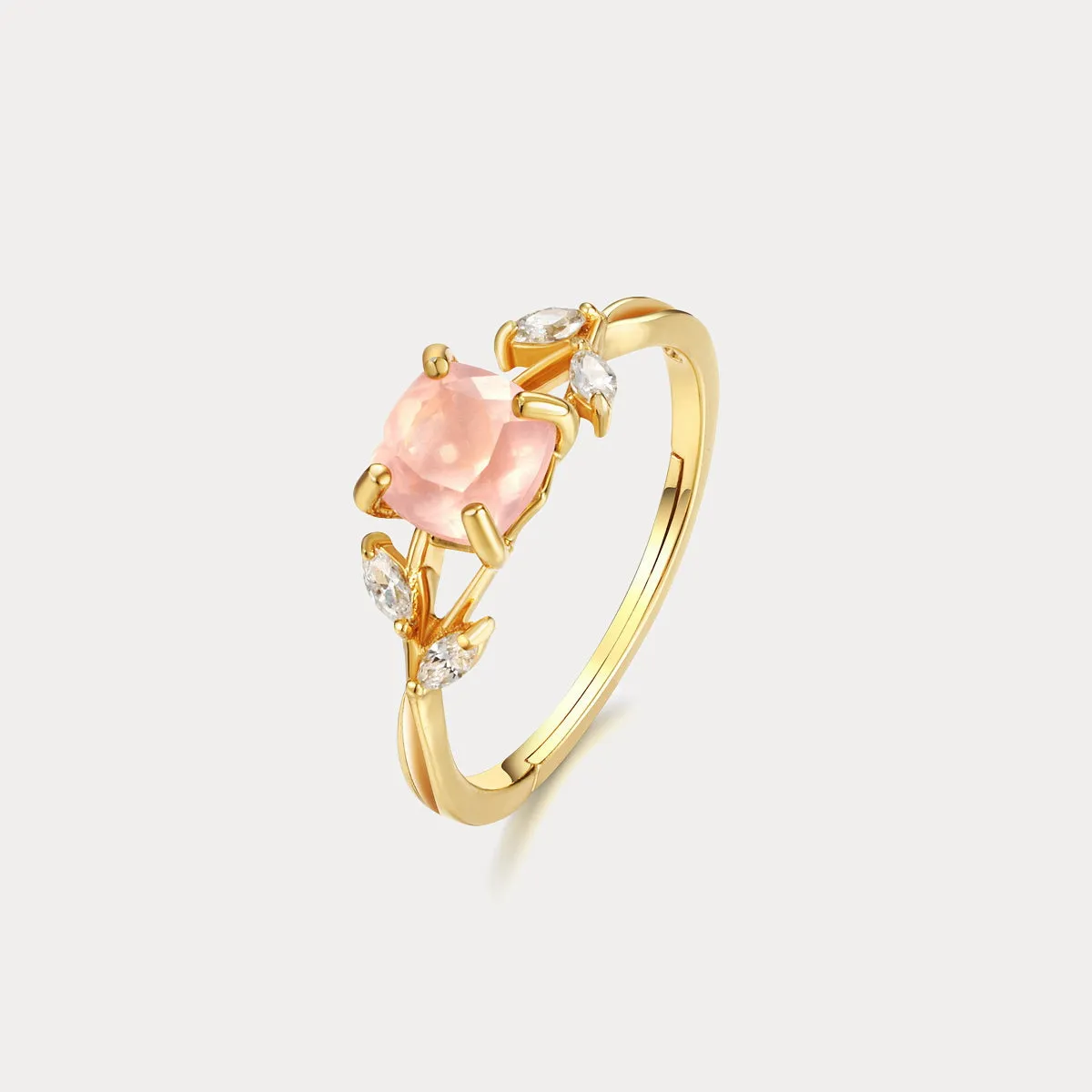 Pink Crystal Leaves Ring