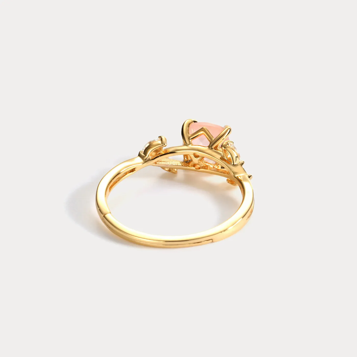 Pink Crystal Leaves Ring