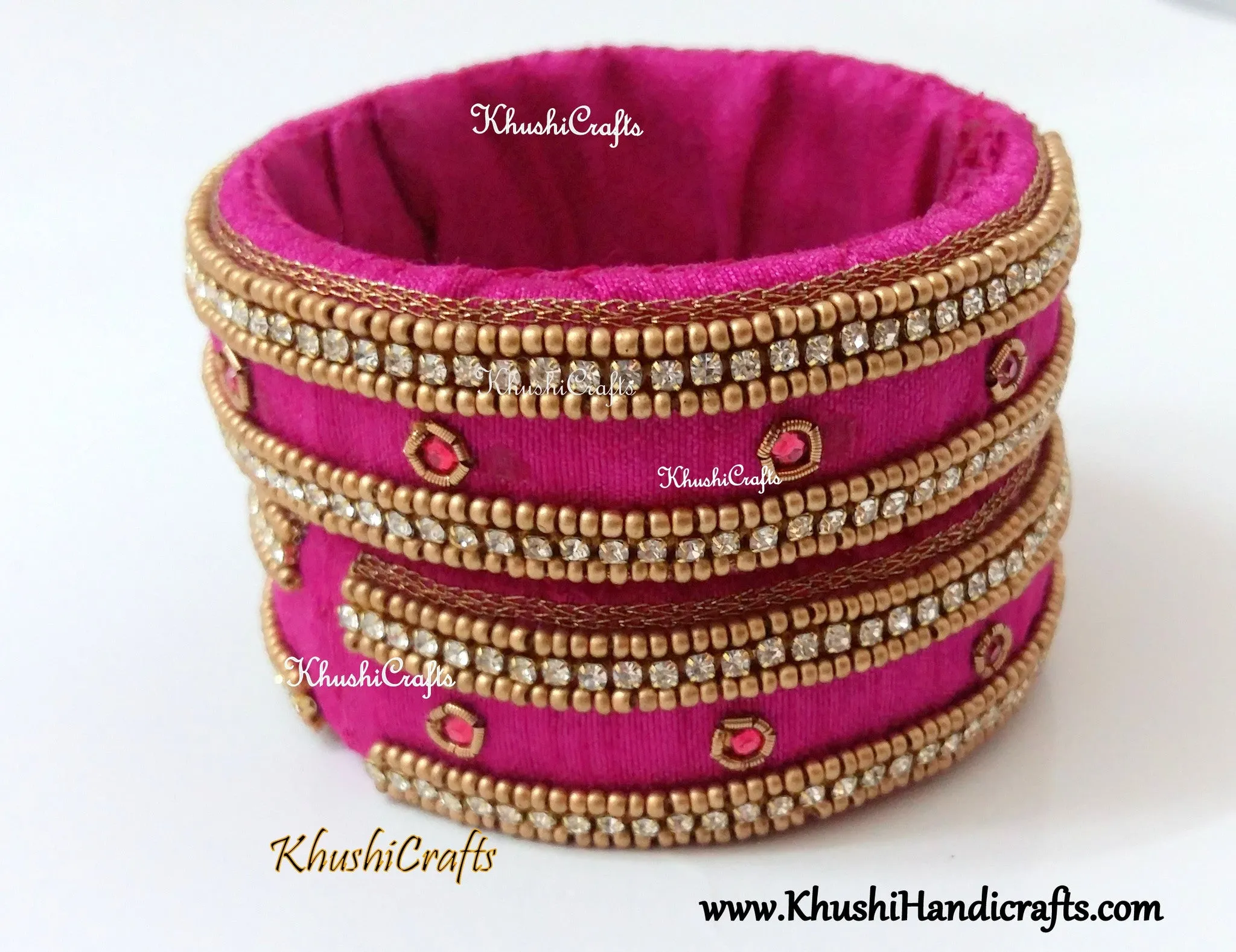 Pink Raw silk  Necklace set with Bangles with Hand embroidery(Zardosi & Aari /Maggam work)!