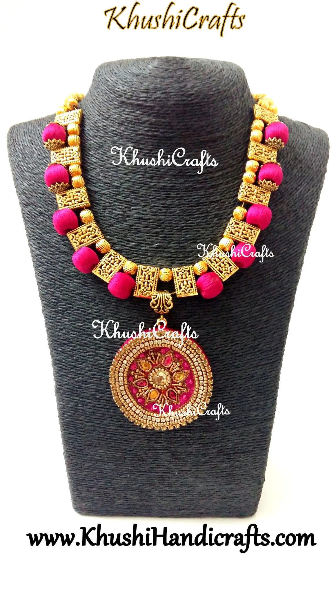 Pink Raw silk  Necklace set with Bangles with Hand embroidery(Zardosi & Aari /Maggam work)!