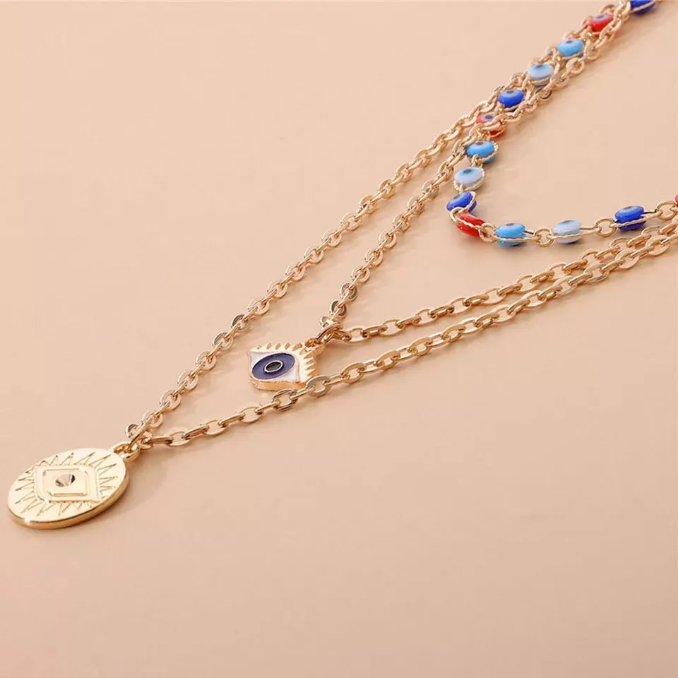 Punk Style Multilayer Evil eye necklace