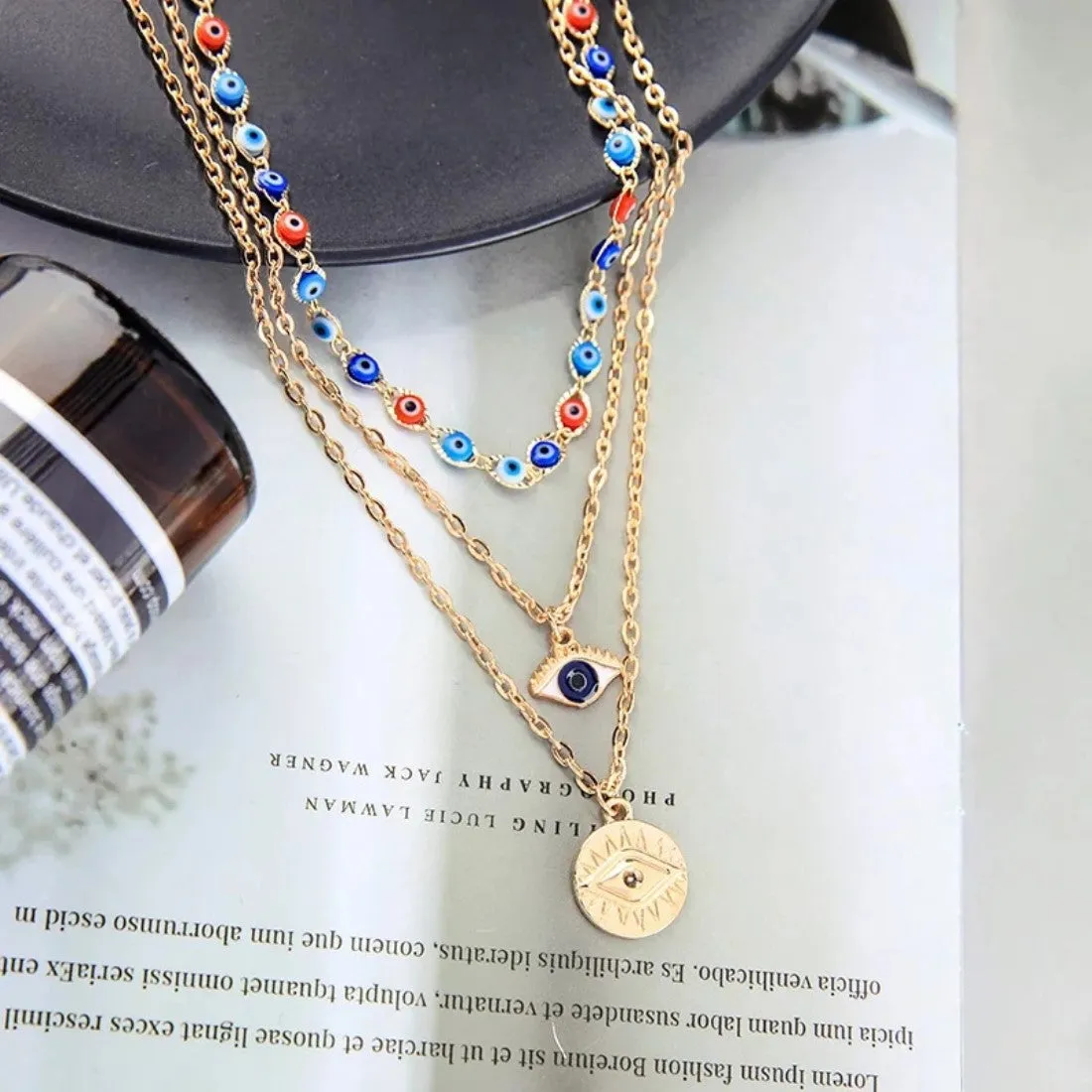 Punk Style Multilayer Evil eye necklace