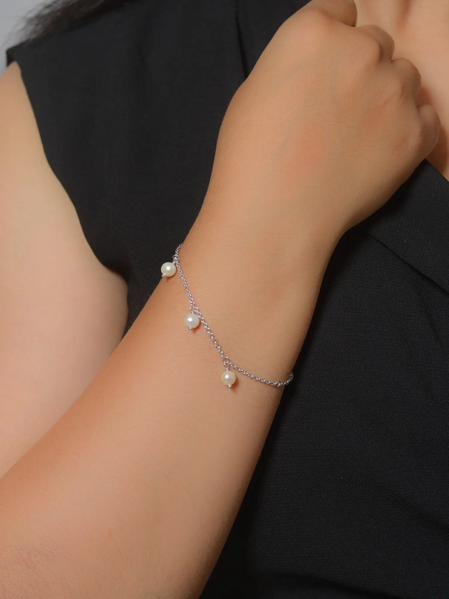 Pure Pearl Moti Bracelet In Pure Silver