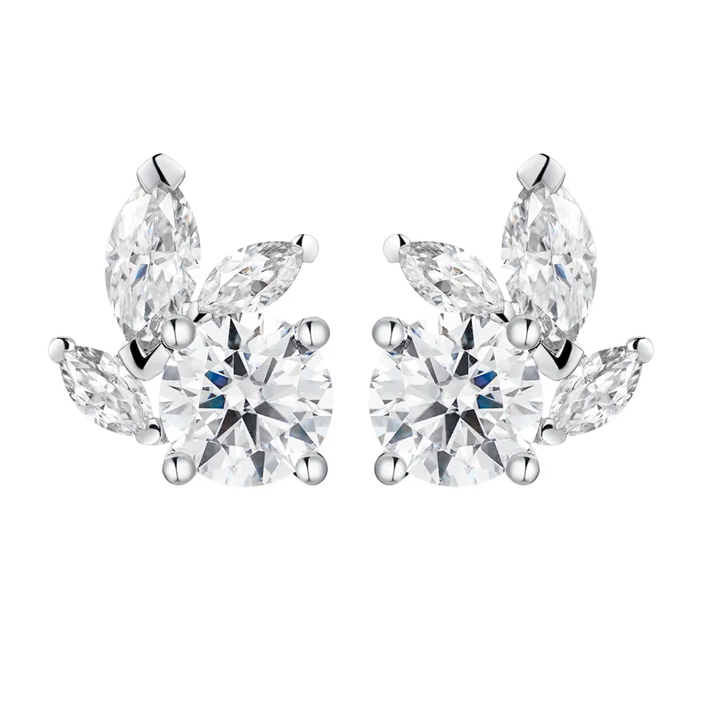 "Leafy Luster Green Protector" Moissanite Stud Earrings