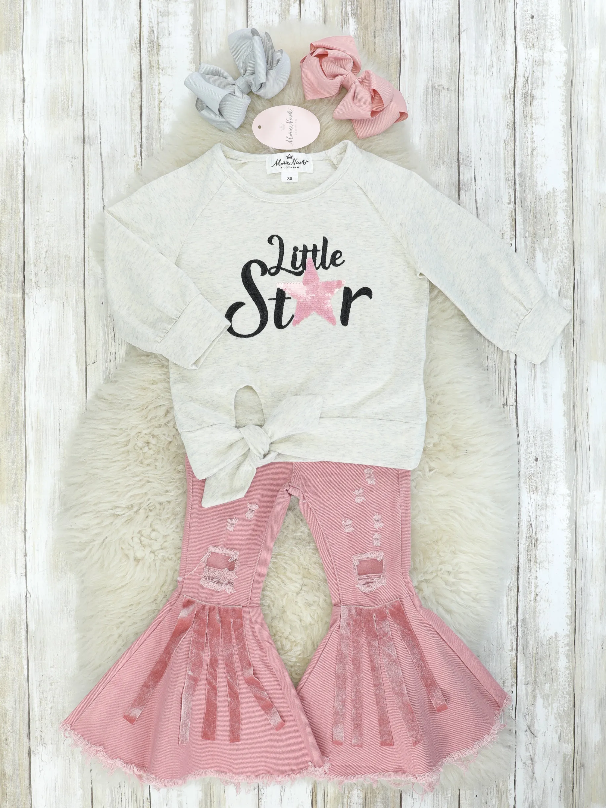 "Little Star" Seqiun Top & Demin Bell Bottoms Outfit