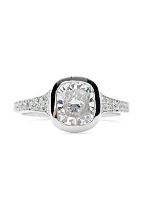 Rahaminov Platinum Cushion Cut Diamond Ring