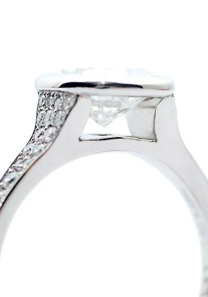 Rahaminov Platinum Cushion Cut Diamond Ring