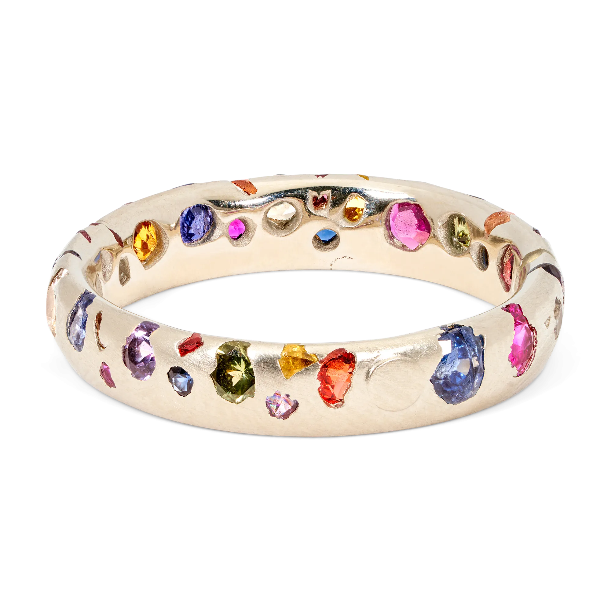 Rainbow Confetti Ring in White - Made to Order