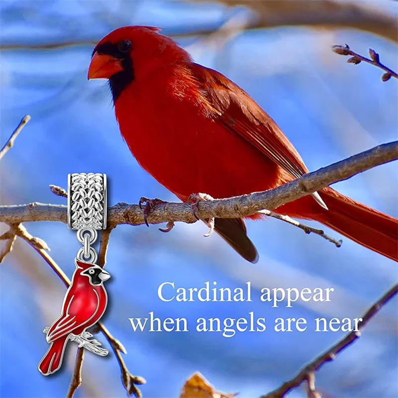 Red Cardinal Bird Charm 925 Sterling Silver Dangle Bead Fit Bracelet Our Love Never Dies Gifts for Women