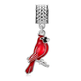 Red Cardinal Bird Charm 925 Sterling Silver Dangle Bead Fit Bracelet Our Love Never Dies Gifts for Women